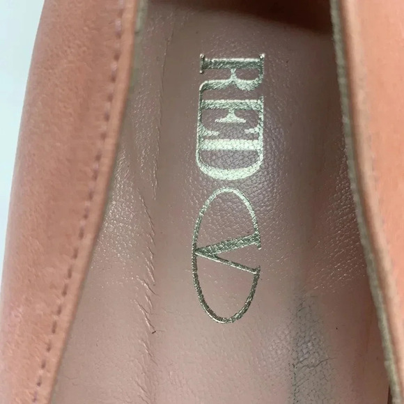 Valentino Red V High Heel Pumps Shoes Peep Toe Studded BowCoral Pink  Size 40 10 - Picture 8 of 12